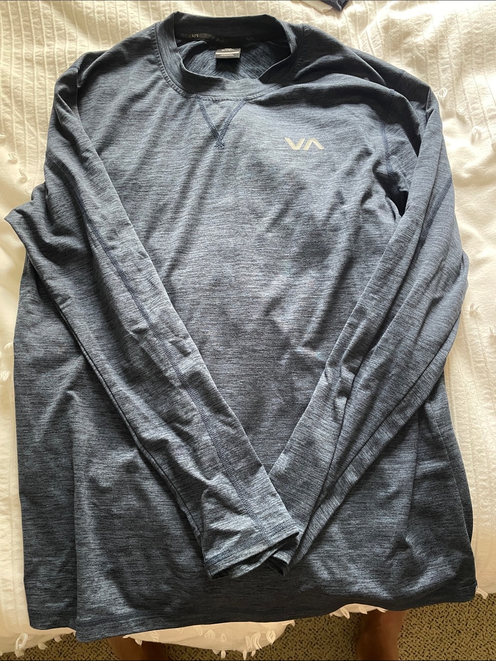 RVCA Heather Navy Long Sleeve Crew with VA Logo